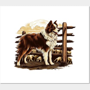 Captivating Border Collie Herding Art Animal and Farm Life Posters and Art